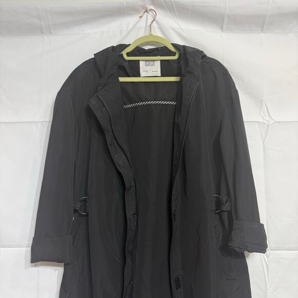Zara Basic Dept Black Long Hooded Windbreaker Jacket Sz S - Picture 3 of 12